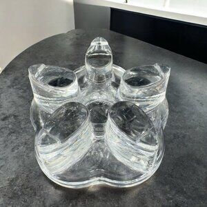 Yama Glass Solid Glass Warmer Stand for Teapot Clear Glass Pillar Candle Holder